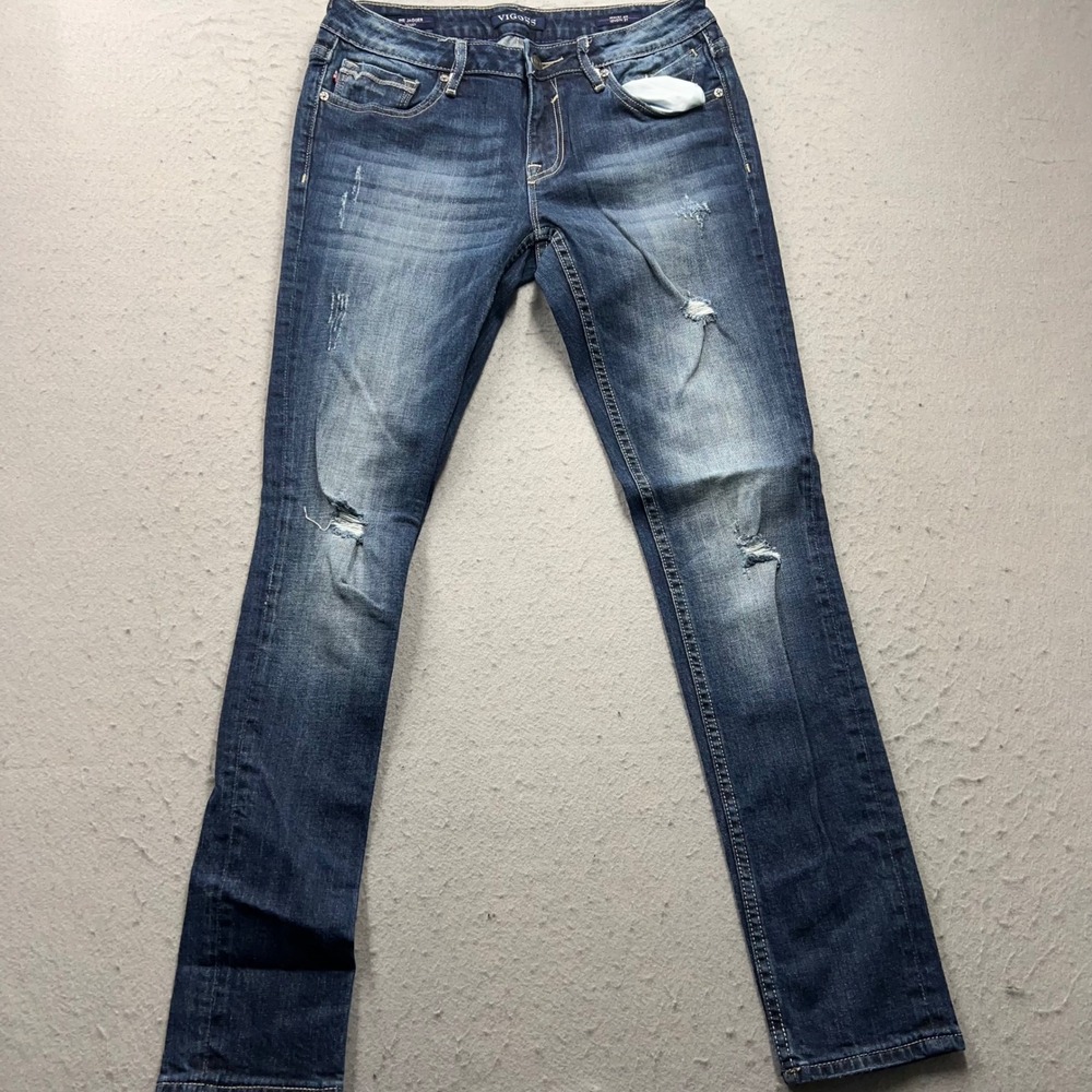 Vigoss The Jagger Skinny Jeans Womens 29 Distressed Blue Denim Low Rise 1389